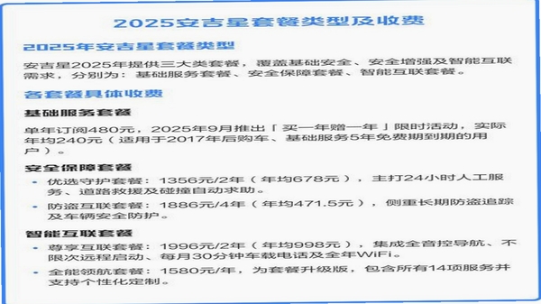 安吉星续费套餐说明