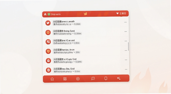 火红信使软件主界面截图,画面中央展示聊天列表与底部导航栏,背景为浅色渐变,图标采用红橙配色,整体风格简洁清爽,适配安卓手机竖屏比例