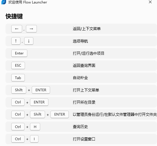 Flow Launcher搜索和启动工具运行截图