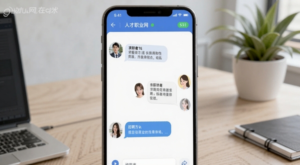 ����չʾ�˲�ְҵ��Ӧ�õ�����Ի����棬���Ϊ��ְ��ͷ������Ϣ���ݣ��Ҳ�Ϊ��Ƹ���ظ����ݣ���Ļ�Ϸ���ʾ����״̬������Ϊ���İ칫������ֲ�����������������Booguģ�����ɡ�