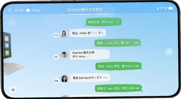 Chat bot�����ʦ���ܶԻ����棬�ֻ���Ļչʾ���������¼�����ݶԻ����������룬����Ϊǳ��ɫ���䣬������ʾ�������ƣ����������¼�࣬�ʺϰ�׿Ӧ���̵�����ͼ