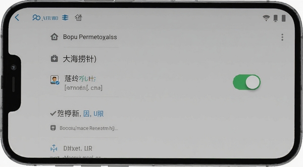 大海捞针(汉化版)安装权限设置界面示意图,手机屏幕显示应用权限管理页面,存储权限开关处于开启状态,背景为安卓系统设置菜单风格,画面简洁明了,Boogu模型生成