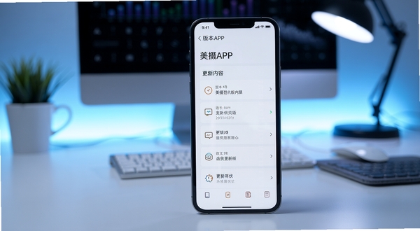 ����APP������־���棬�ֻ���Ļ��ʾ�汾�ź͸��������б��������Ǽ��İ칫���棬��ɫ���ƹ⣬ͻ���汾�����ĿƼ���