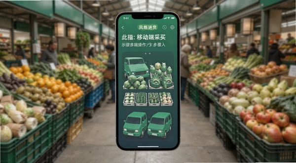 批发进货采买市场 移动端操作步骤示意图