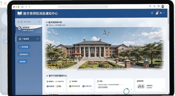 数字贵师院消息通知中心界面示意图
