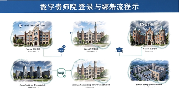 数字贵师院登录与绑定流程示意图