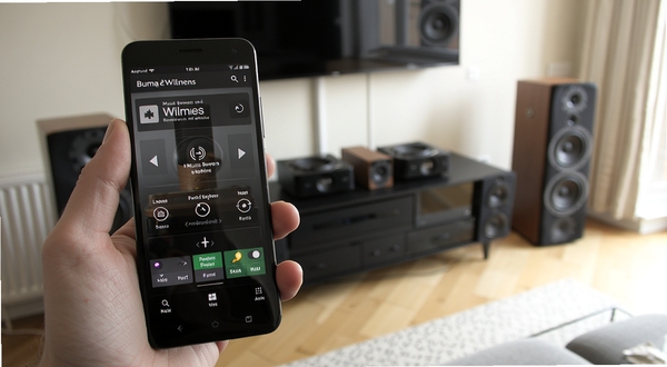Music Bowers and Wilkins��׿�ֻ���������ʵ��ͼ��չʾ�û��ֳ��ֻ��ڿ����п��Ʊ���Τ�����䣬��������ֻ���Ļ�ϵ�Ӧ�ý���ͱ����е������豸������������Ȼ