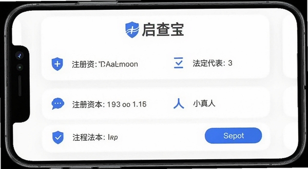 ���鱦��ҵ������Ϣ��ѯ���ҳ�棬�ֻ���Ļ��ʾ��ҵ���ơ�ע���ʱ������������˵��ֶΣ�����Ϊ��ɫ��Ƭʽ���֣�������ɫͼ���׺�����������죬ͻ�����鱦Ʒ�Ʊ�ʶ