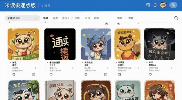 米读极速版书城分类页面预览图