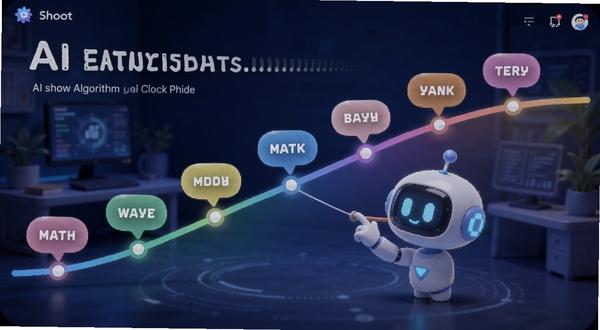 AI show单词速记AI记忆曲线功能界面,画面中一条彩色曲线贯穿屏幕,曲线上分布着不同颜色的单词气泡,一个卡通AI助手正在调整曲线节点,背景是深蓝色科技感学习空间,突出智能算法与记忆科学的结合
