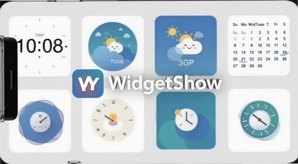 �����WidgetShow ���������ͼ������չʾ��ͬ����С�������ͼ�������ֻ���Ļ�ϣ���������ʱ�ӡ�Բ�����������������ȣ�����Ϊǳ��ɫ����������ͻ�������WidgetShow��Logo��ϸ������������Booguģ������