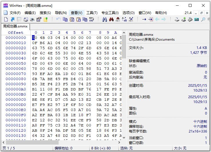 WinHex16进制编辑器v21.9中文最新版运行截图