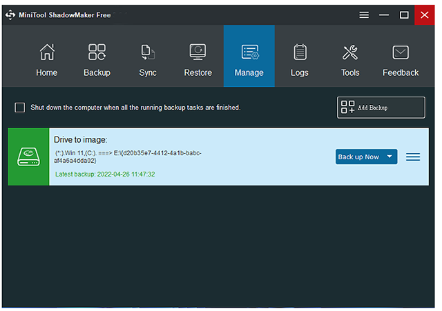 MiniTool ShadowMaker free 4.8.1免费电脑版运行截图