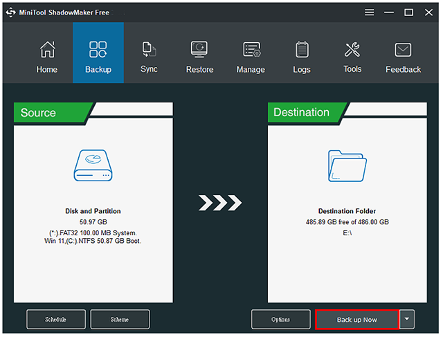 MiniTool ShadowMaker free 4.8.1免费电脑版运行截图