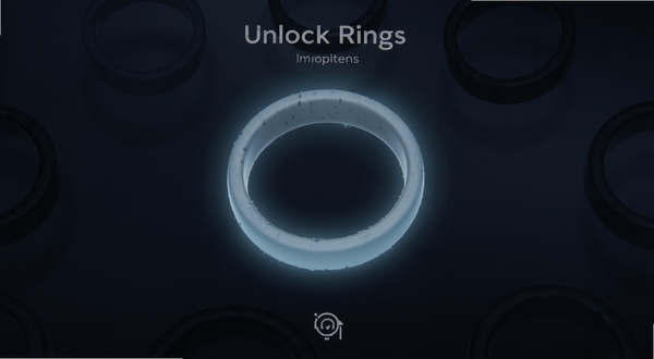 Unlock Rings ��ʾ���ܽ��棬������һöԲ����Ե��������ɫ΢�⣬����Բ�����ְ�ɫ������Ϊ��ɫ���䣬����ײ��м�Լ����ʾͼ�꣬�����Χ����רע