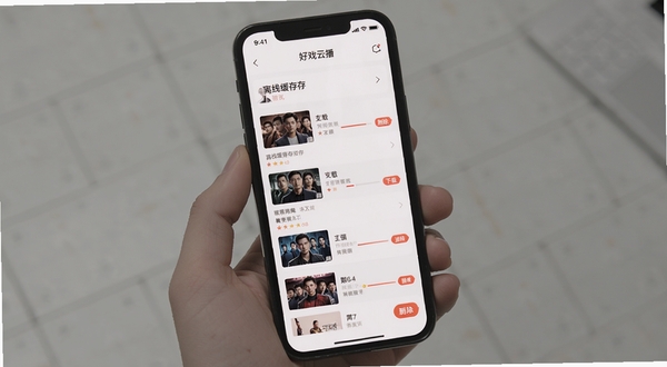 好戏云播 离线缓存管理页面 手机显示已下载剧集列表 带有进度条和删除按钮 背景浅色简约