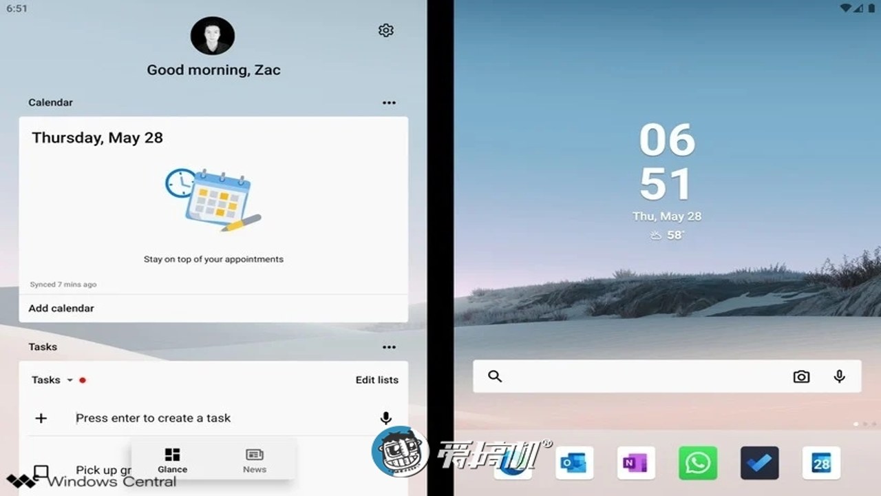 Duo Launcher折叠屏桌面主界面展示,突出分屏布局与图标清晰度