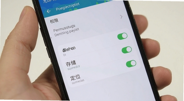 水印相机免费拍照水印 权限设置界面 手机屏幕显示应用权限列表 相机 存储 定位三项权限均为开启状态 背景为系统设置页面 突出权限管理重要性
