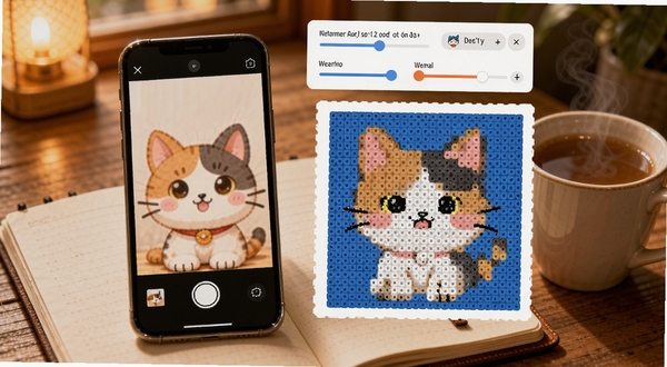ƴ��߹ͼƬתͼֽ������ʾ���ֻ���Ļ�����ʾһ�ſ�ͨè����Ƭ���Ҳ���ʾת�����ƴ������ͼֽ����Ļ�Ϸ���ת���������ڻ��飬�ֻ�����һ�������ıʼǱ��ϣ��Ա���һ����������ů���ڷ�Χ