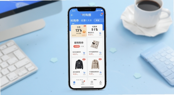 ʱ��ȦӦ��������չʾ����������Ϊ�ֻ���Ļ����Ļ�ڳ���ʱ��ȦAPP���Ż�ȯ�б�����Ʒ��Ƭ���֣�����Ϊǳ��ɫ�������滷���������������죬ͻ��ʡǮ��������