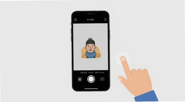 文玩鉴定移动端操作指引示意图,手机屏幕展示权限设置与拍照界面,旁边有手指点击相机的动作示意,背景为简洁浅灰色,扁平化插画风格