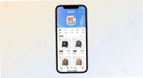 ������APP������չʾ���ֻ���Ļ���з��ã�����Ϊǳɫ���䣬��������Ϊ�����̳���ҳ����Ʒ�б�����������������ͻ��������Ʒ�Ʊ�ʶ