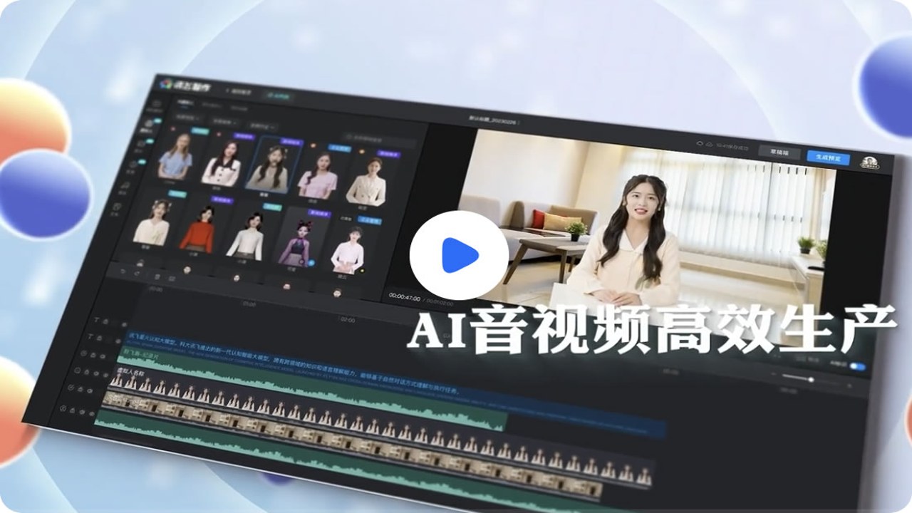 用户使用语音合成助手制作视频配音的工作台场景