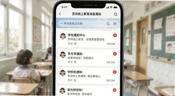 �������Ͻ�����Ϣ֪ͨ���Ľ��棬��������Ϊ�ֻ���Ļ��д����ʾѧУ֪ͨ�б���δ������ǣ���������Ϊģ���Ľ������ȳ������������������ּ�У��ͨ����