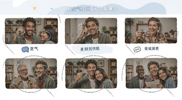 有皮气社区互动功能展示图