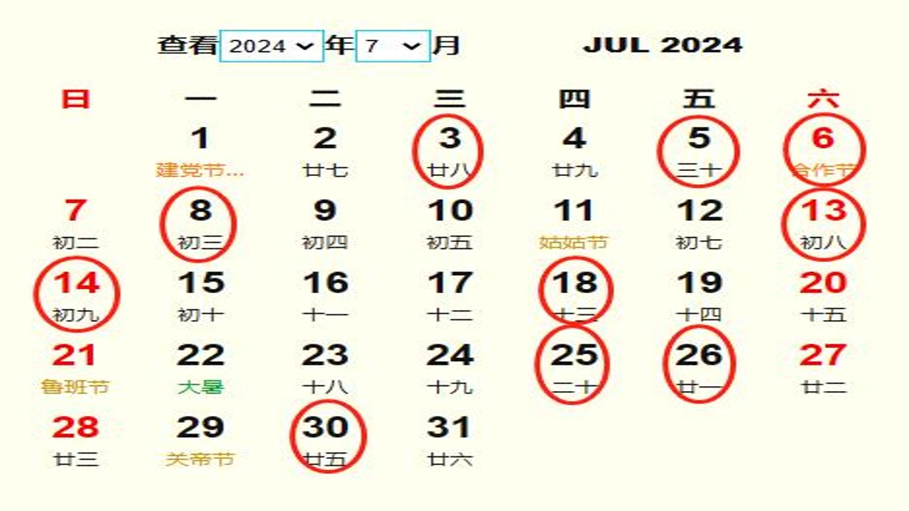 2024年适合出行的好日子列表