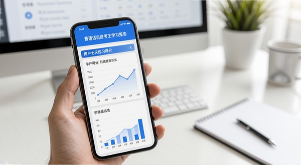��ͨ�������Կ���ѧϰ����ҳ�棬�ֻ���Ļչʾ����ͼ����״ͼ����ʾ�û����������ϰ�÷ֱ仯��������ɫΪ������䣬ͼ������ֱ�ۣ�����Ϊ���İ칫���滷��