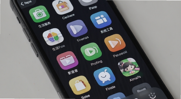 最先软件库 分类检索界面 手机屏幕 应用图标网格 生活服务 影音播放 系统工具 清晰分类标签 柔和光影 现代UI风格