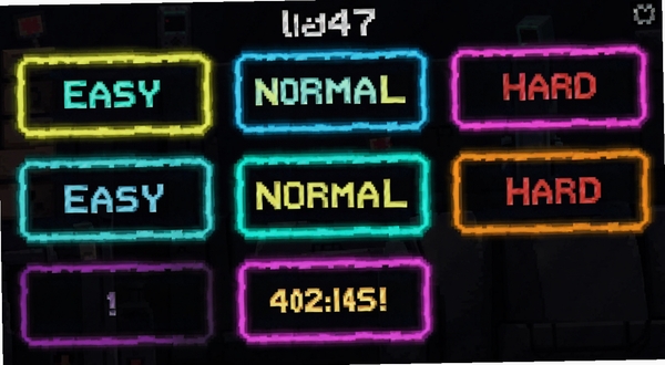 ld47 ��Ϸ�Ѷ�ѡ����棬���ط��ť��������ɫ�����ϣ���ע Easy Normal Hard ���Ѷȱ�ǩ���޺�߿�װ��