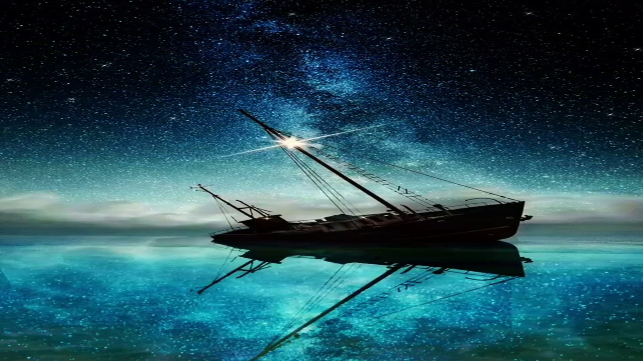 星辰入海手机桌面壁纸深色模式星空海面