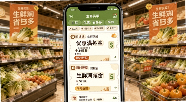 �������ʡ����Ż�ȯ�ۺ�ҳ�棬�ֻ���Ļչʾ������������ȯ����ʱ�ۿ۱�ǩ������Ϊ���л��ܣ��д�������Ԫ�أ�����ɫ����ů