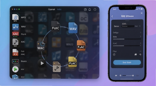 ��Ƶ�ü���������չʾ���ʽ��Ƶ�ļ��б�������������MP3��WAV��AAC��FLAC�ȸ�ʽͼ�껷�ƣ��ֻ���Ļ����ʾ����������壬����Ϊ��͵����Ͻ��䣬������ֿƼ�����������