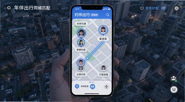 Լ�����ͬ��ƥ����棬�ֻ���Ļ��ʾ��ͼ�ϵ��û�ͷ���������г�·�������ߣ�����Ϊ���н������ͼ���Ƽ�����������Ϣ���